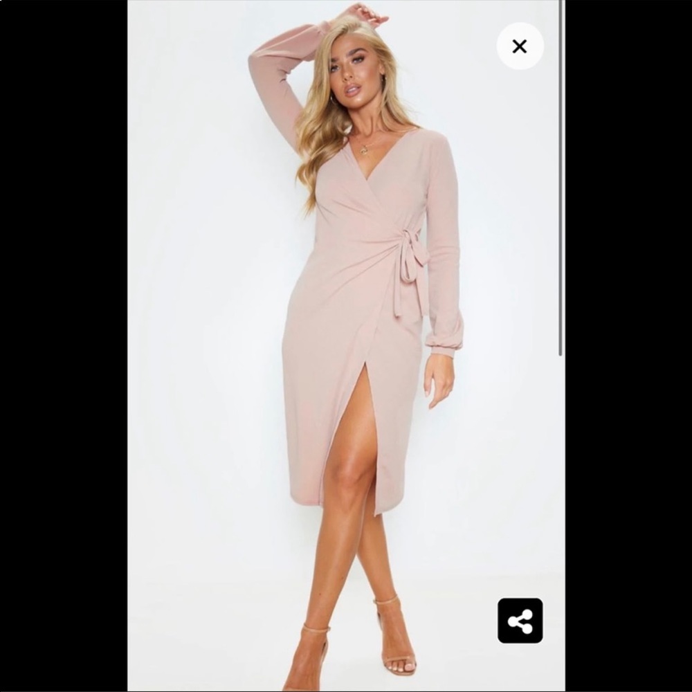 NWT Prettylittlething midi pink dress.
